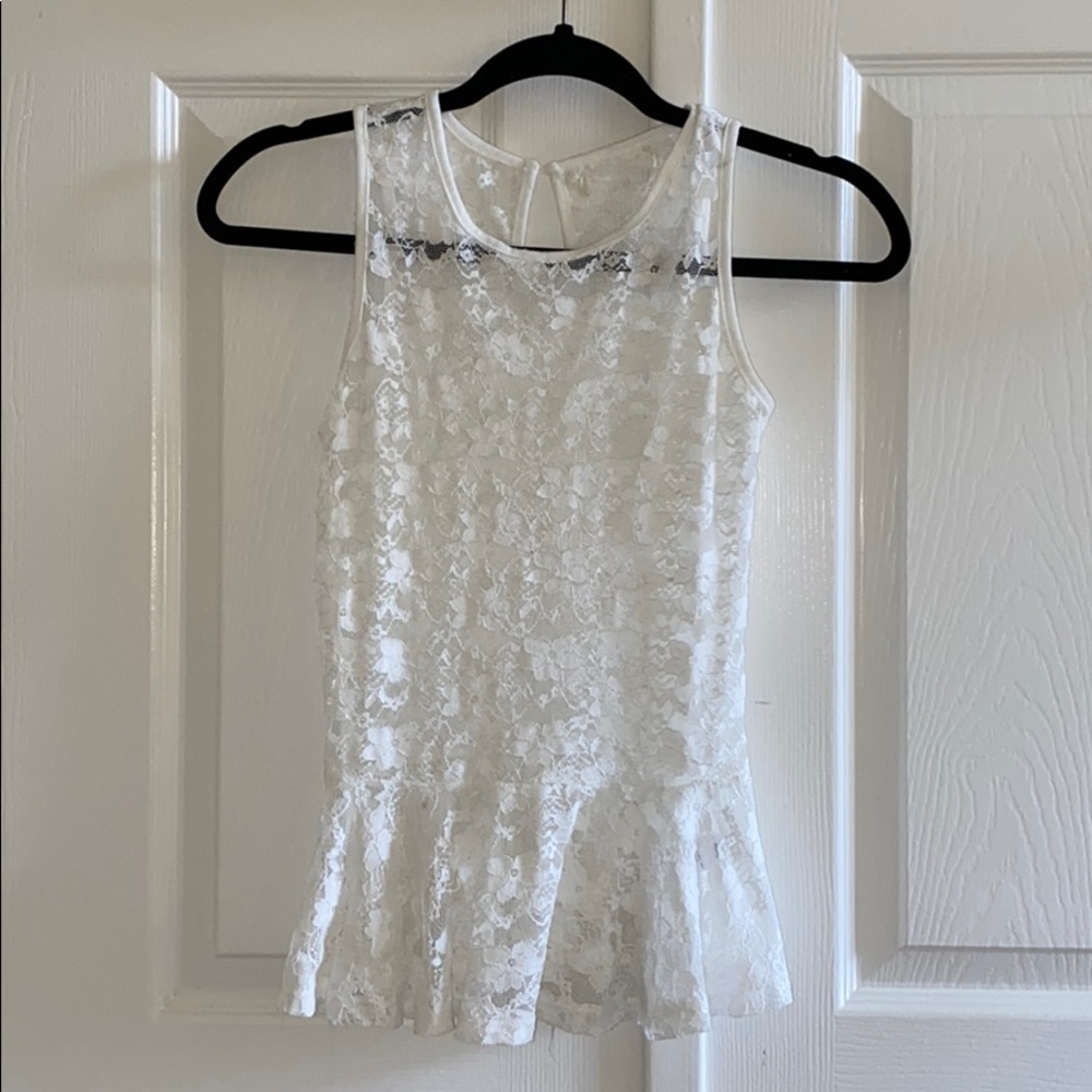NWOT UO Vintage White Lace Peplum Top